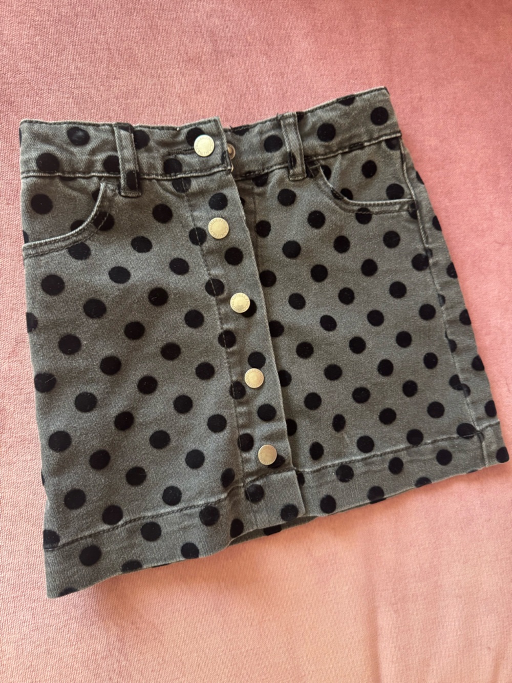 Stella McCartney Black Polka Dot Denim Skirt size 4